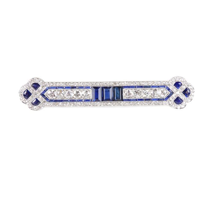 Sapphire and diamond bar brooch | MasterArt